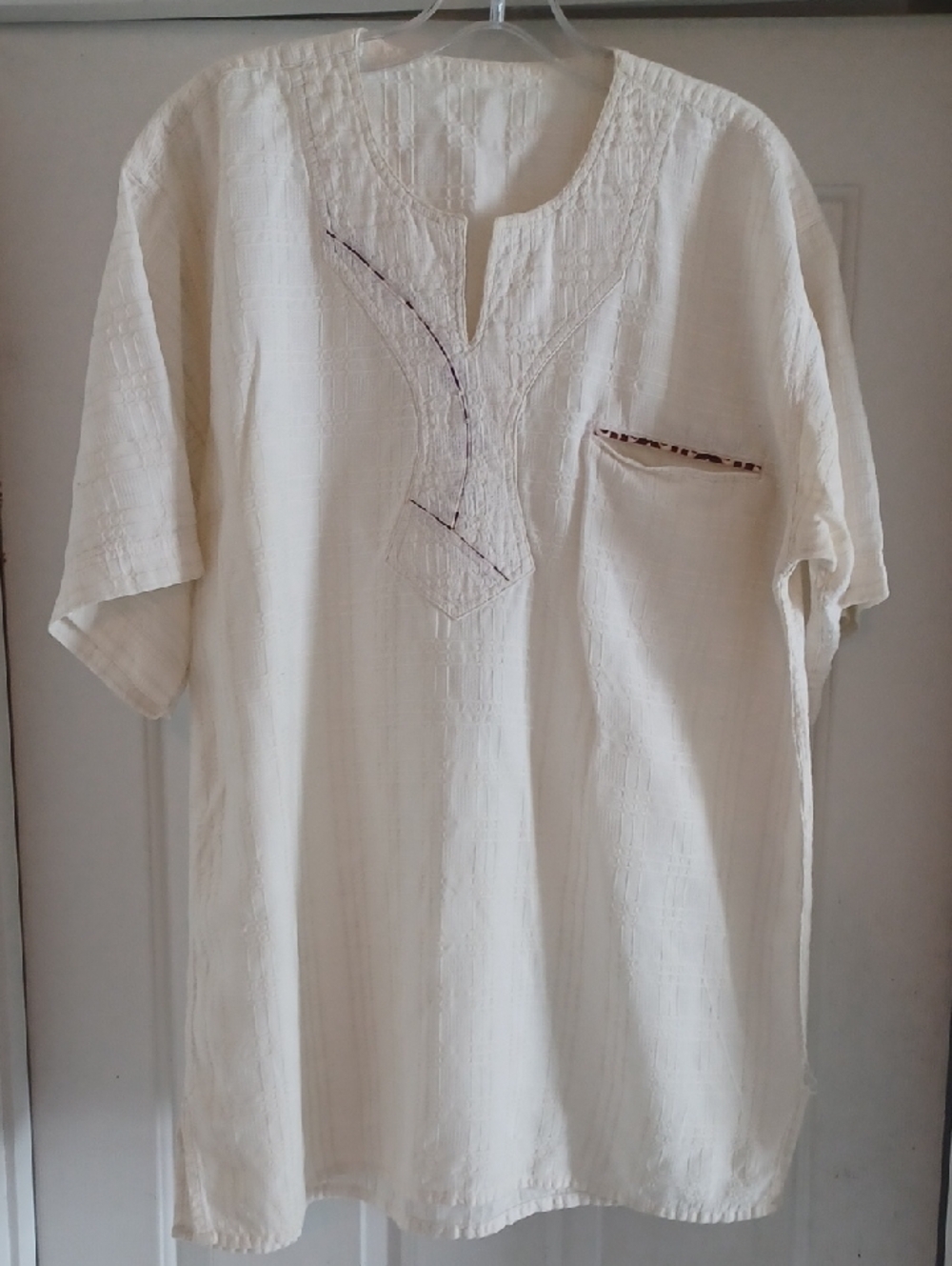 African Cream Textured Dashiki Tunic Shirt